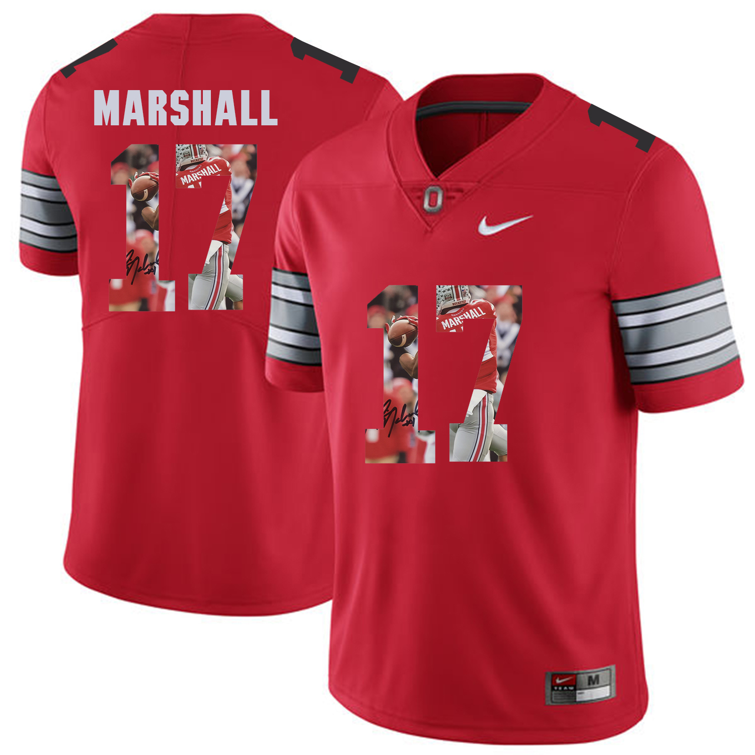 Men Ohio State #17 Marshall Red Fashion Edition Customized NCAA Jerseys->customized ncaa jersey->Custom Jersey